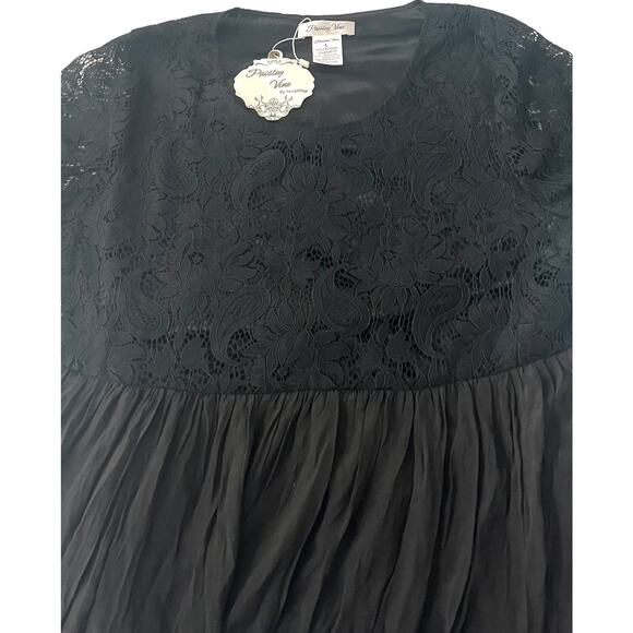 PAISLEY VINE LONG BELL SLV RND NECK MIDI WAIST DRESS, WOMEN-L-BLACK-LACE RUFFLES - Picture 7 of 12